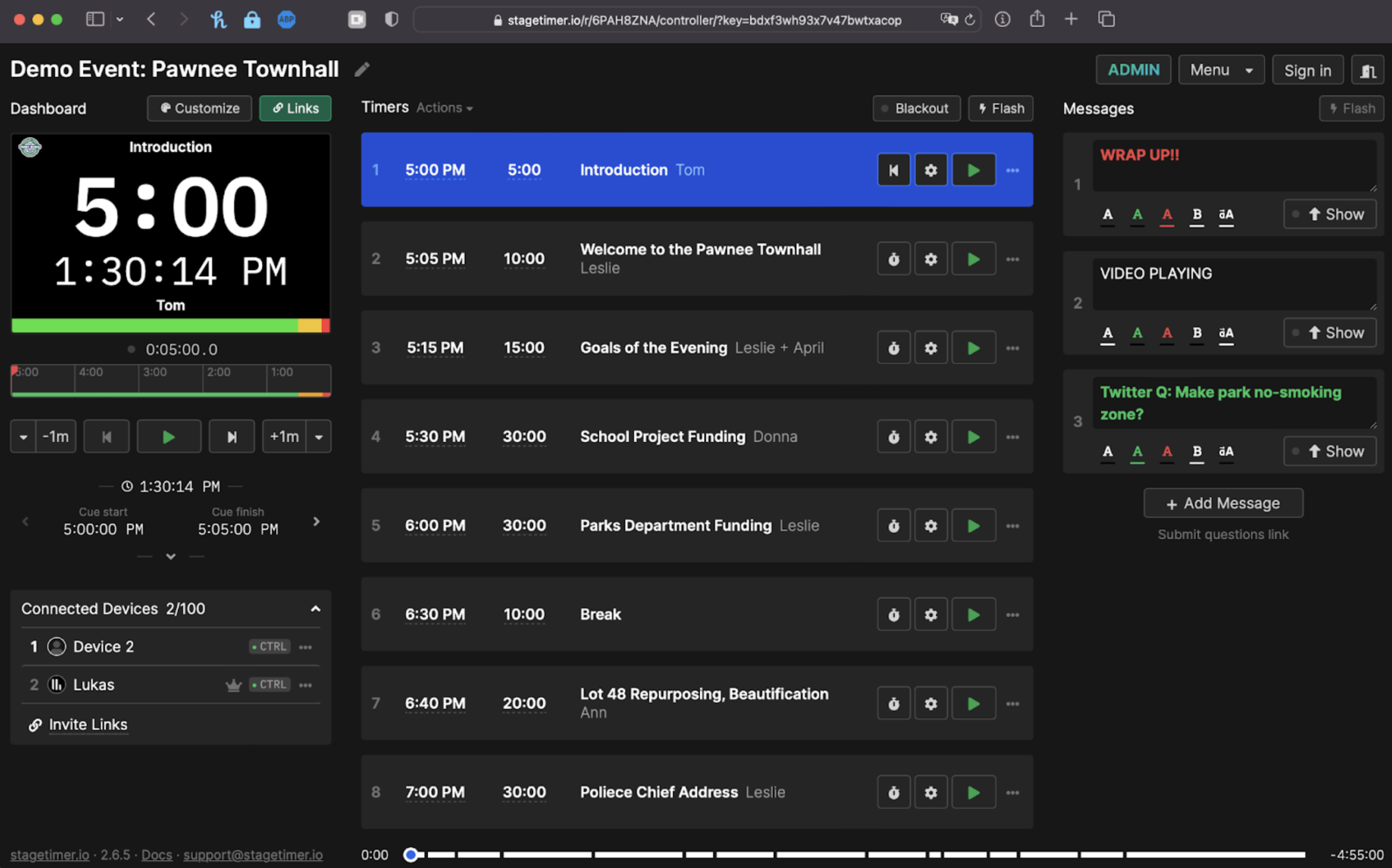 Stagetimer MVP UI